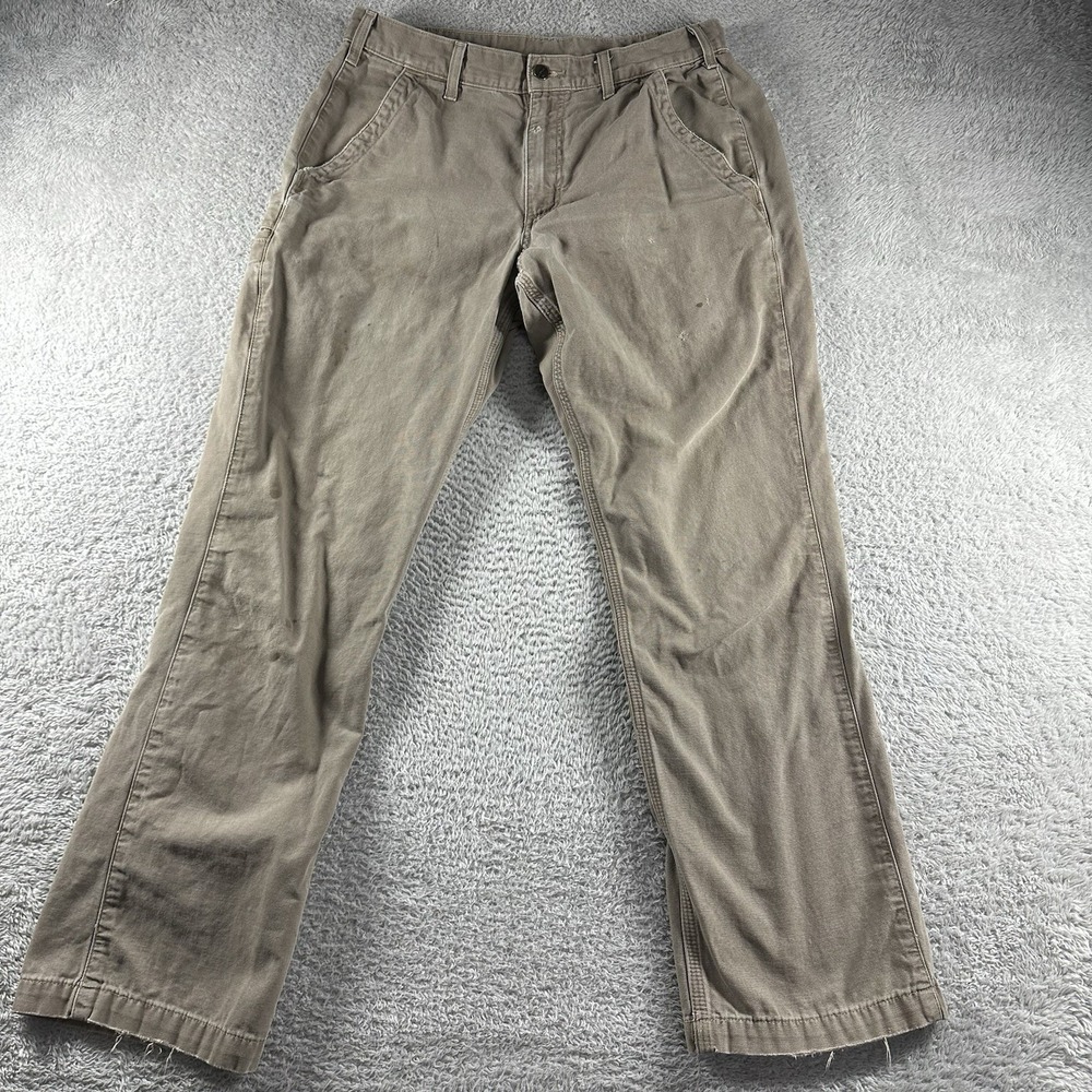 Carhartt Pants Mens‎ 33x32 Khaki Beige Brown Relaxed Fit Distressed Thrashed
